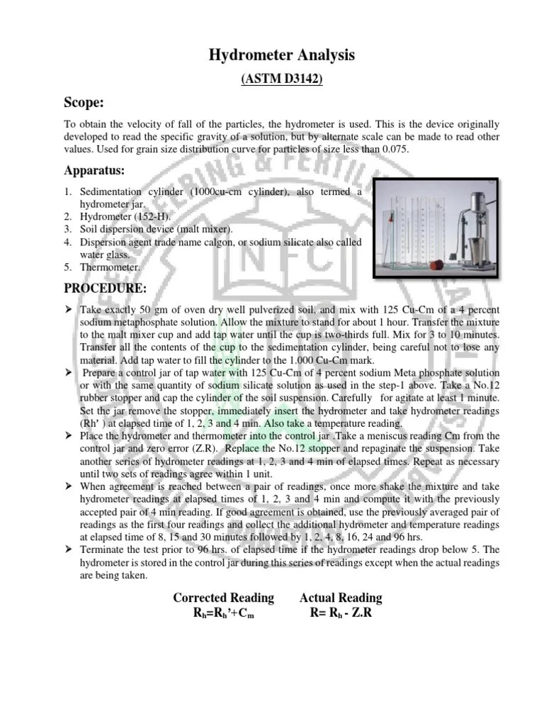 Determining Particle Size Distribution Through Hydrometer Analysis ...