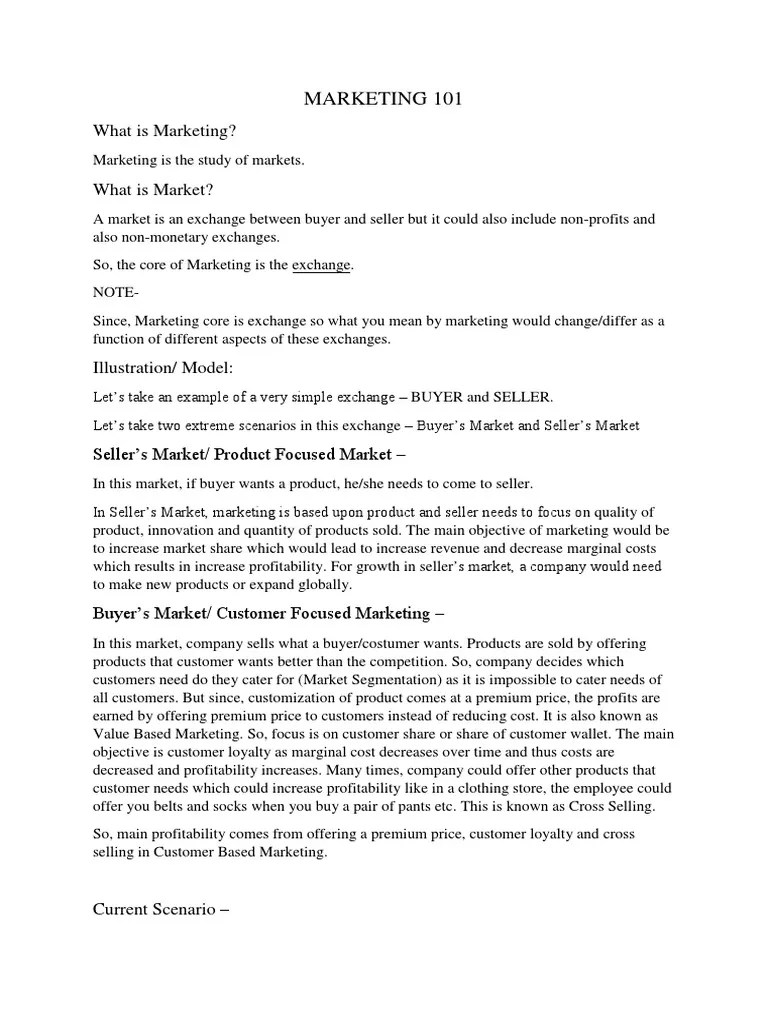 Marketing 101 | PDF | Market Segmentation | Marketing