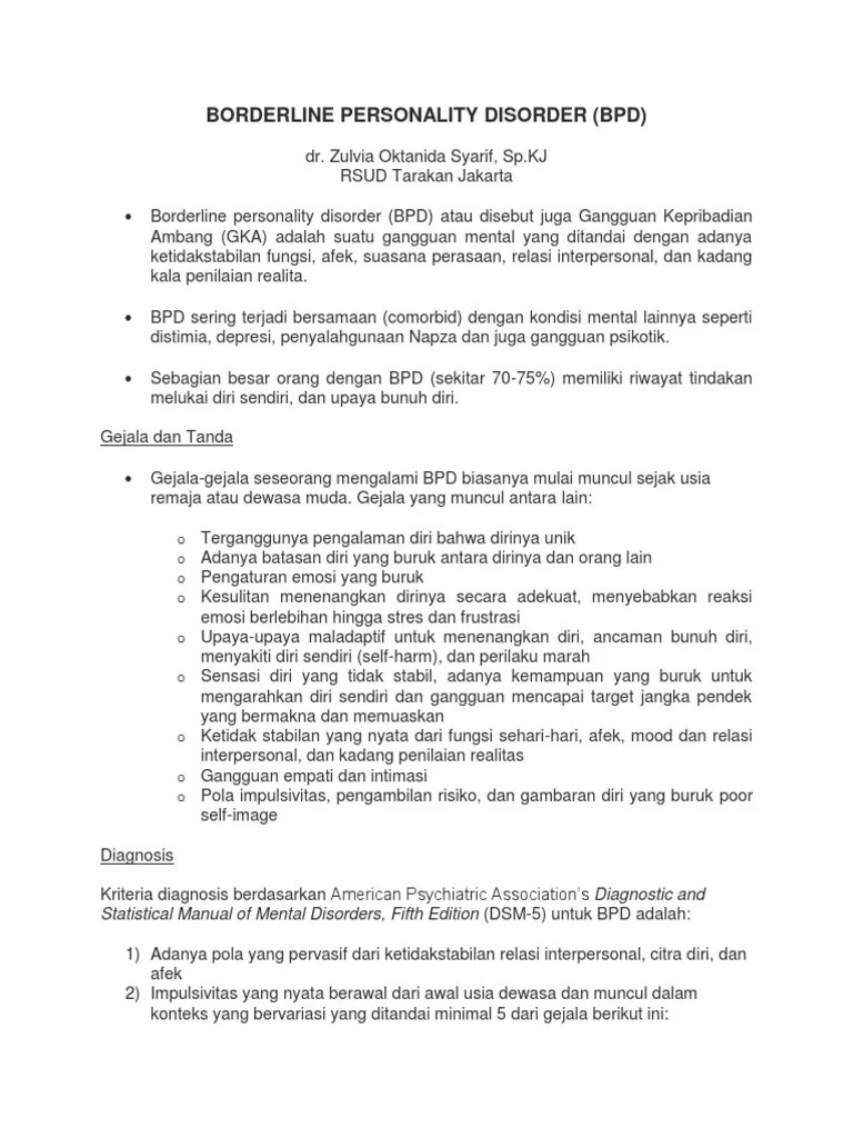 Borderline Personality Disorder | PDF