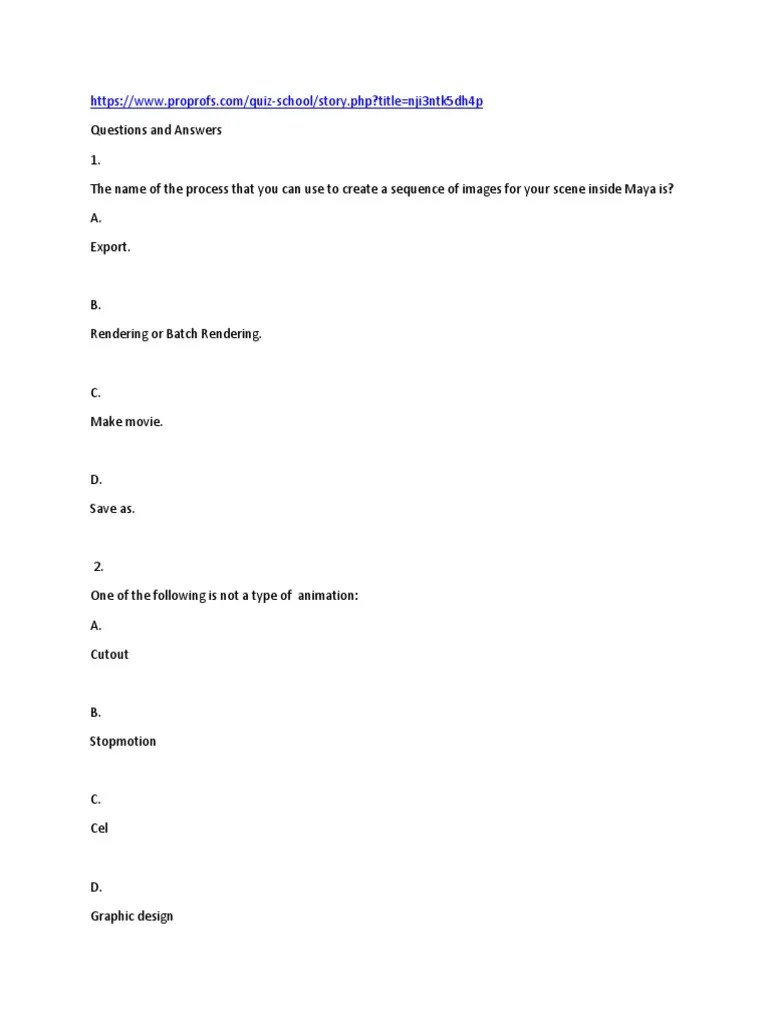 Animation Exam | PDF | Texture Mapping | 3 D Computer Graphics