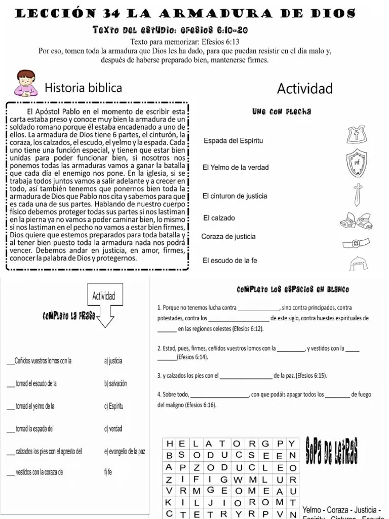 Armadura De Dios Para Niños | PDF