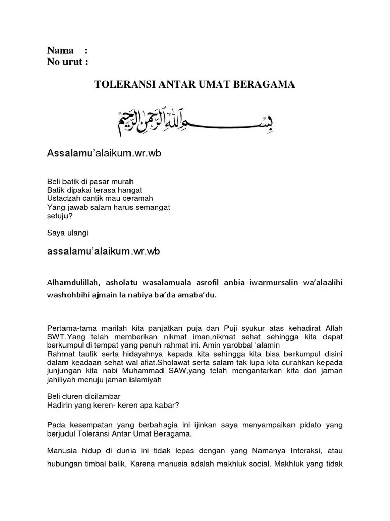 Toleransi Antar Umat Beragama | PDF