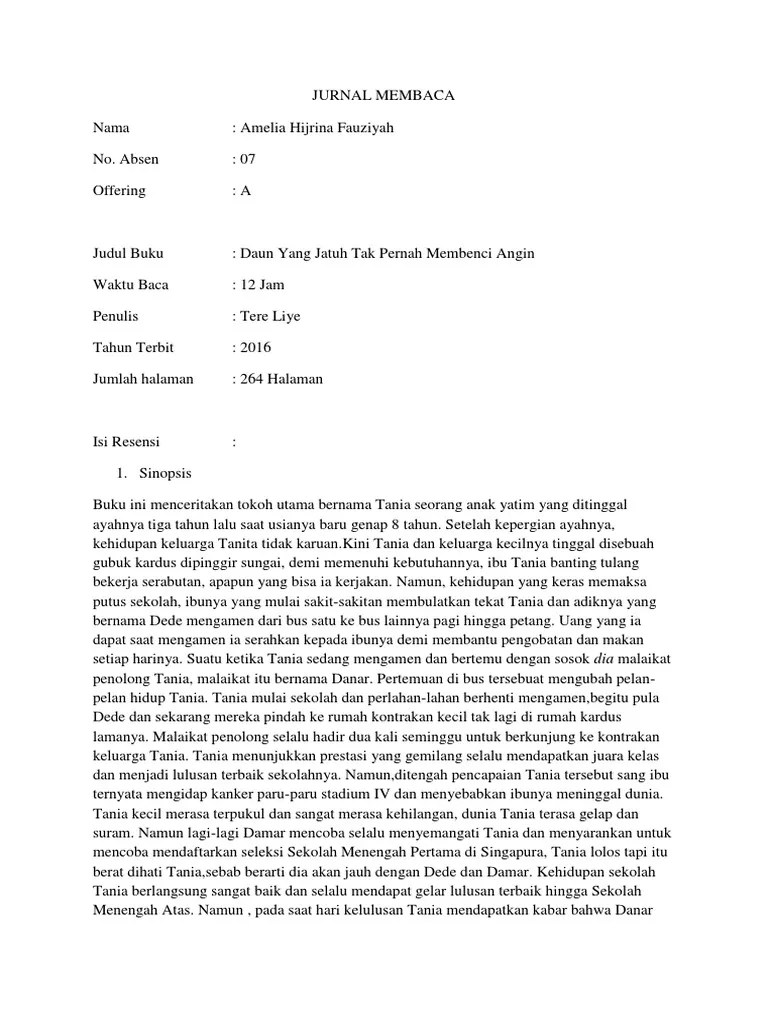 Resensi Novel Daun Yang Jatuh Tak Pernah Membenci Angin | PDF