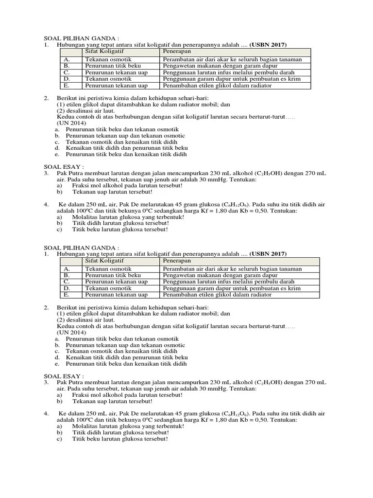 SOAL UH Sifat Koligatif Larutan | PDF