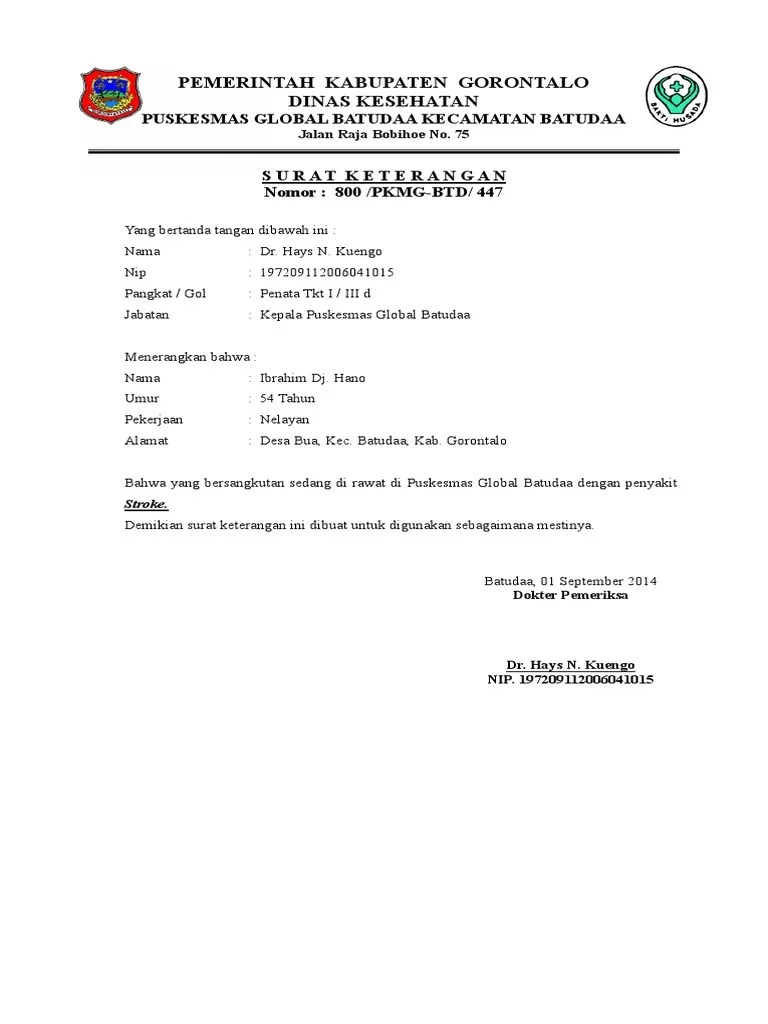 Lalu isi nomor surat keterangan sakit pada kolom no: dibawah judul surat. Contoh Nomor Surat Keterangan Dokter Contoh Surat Yang Baik 2020
