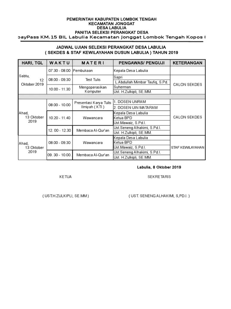 4 pengetahuan umum tentang desa. Jadwal Seleksi Sekdes Pdf