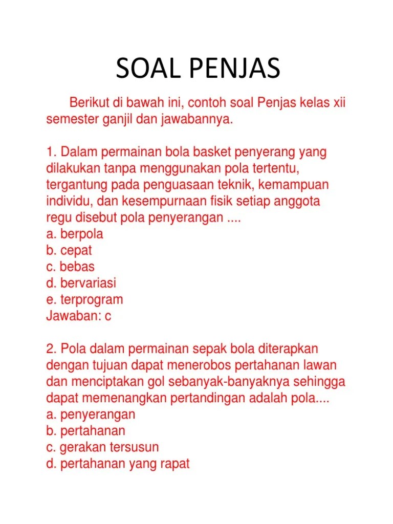 Soal Essay Sepak Bola Beserta Jawabannya Kelas Xi