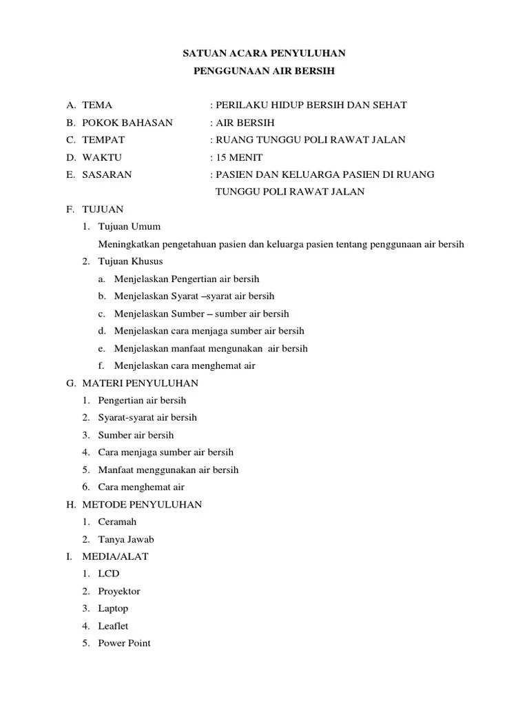 Satuan Acara Penyuluhan Air Bersih | PDF