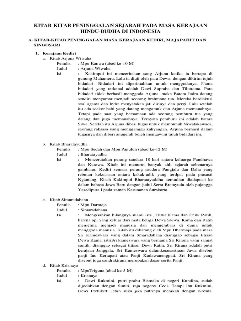 Kitab Kitab Peninggalan Kerajaan Hindi Budha | PDF