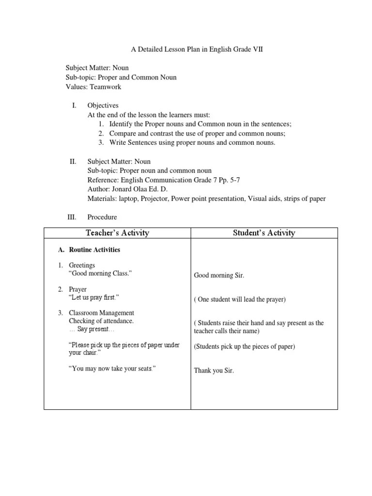 Detailed Lesson Plan | PDF | Lesson Plan | Behavior Modification