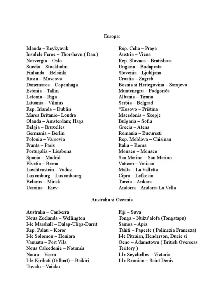 Statele Si Capitalele Lumii | PDF | Violence