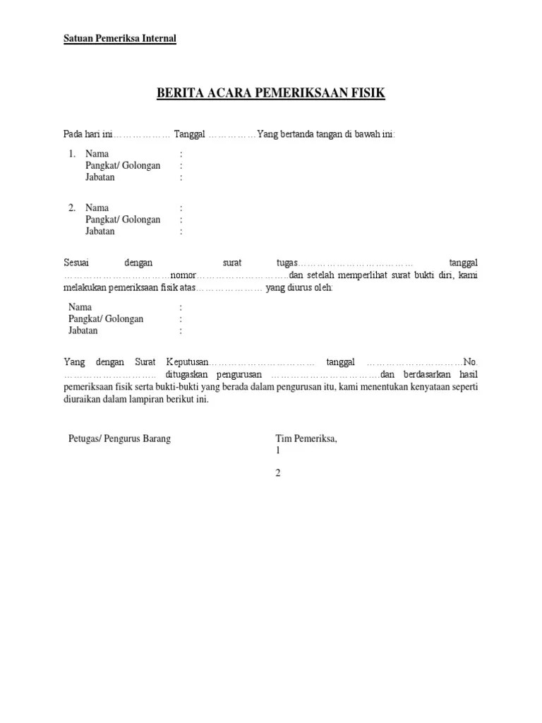 Berita Acara Pemeriksaan Fisik | PDF