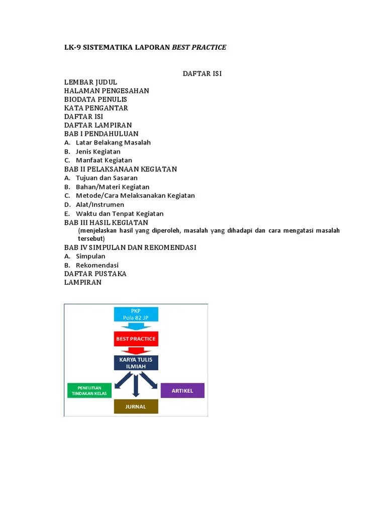Tagihan peserta peningkatan kompetensi pembelajaran pkp berbasis . Lk 9 Sistematika Laporan Best Practice Isi Pdf