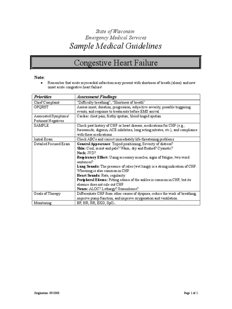 Sample Medical Guidelines: Congestive Heart Failure | PDF | Heart ...