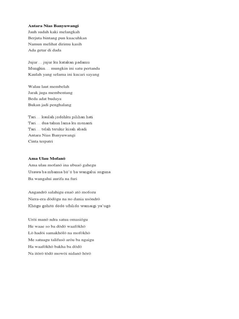 Lirik Lagu Nias Sedih – Beinyu.com