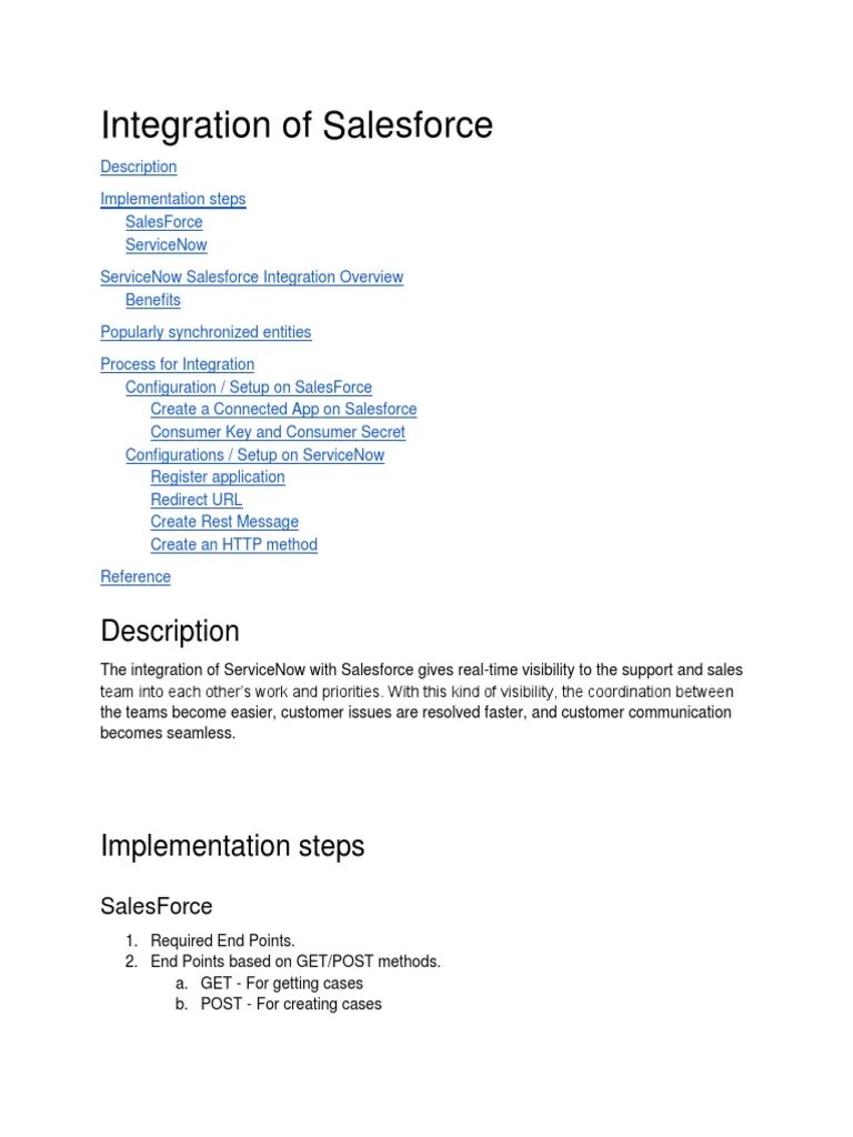Integration Of Servicenow And Salesforce | PDF | Salesforce.Com ...