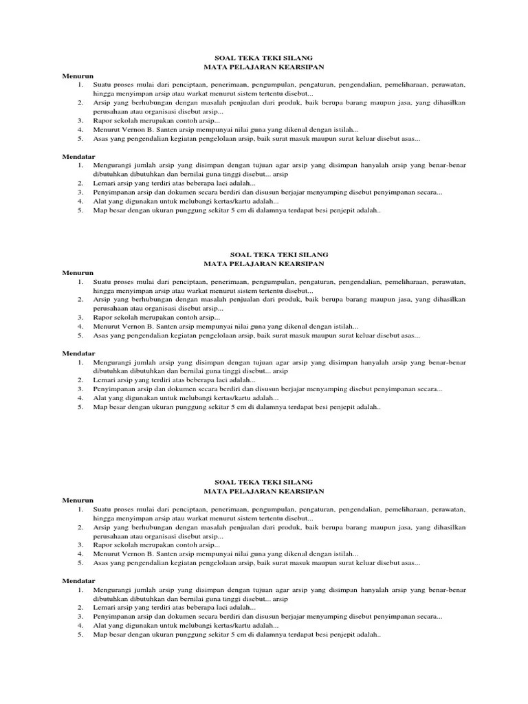 Soal Teka Teki Silang | PDF