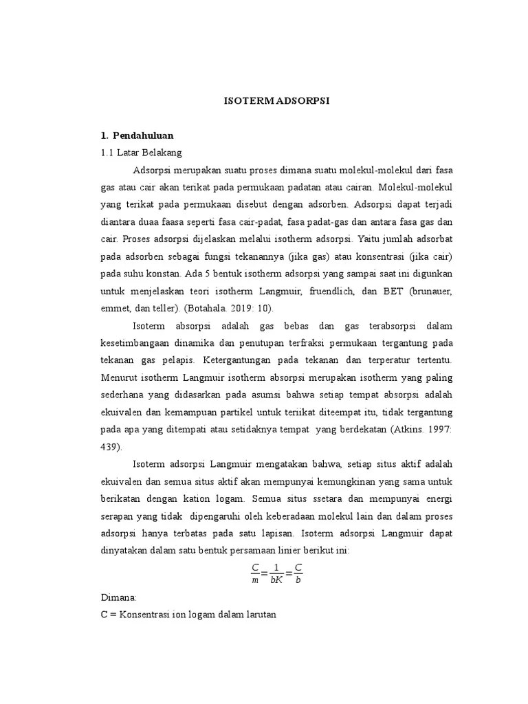 Laporan Isoterem Adsorbsi | PDF