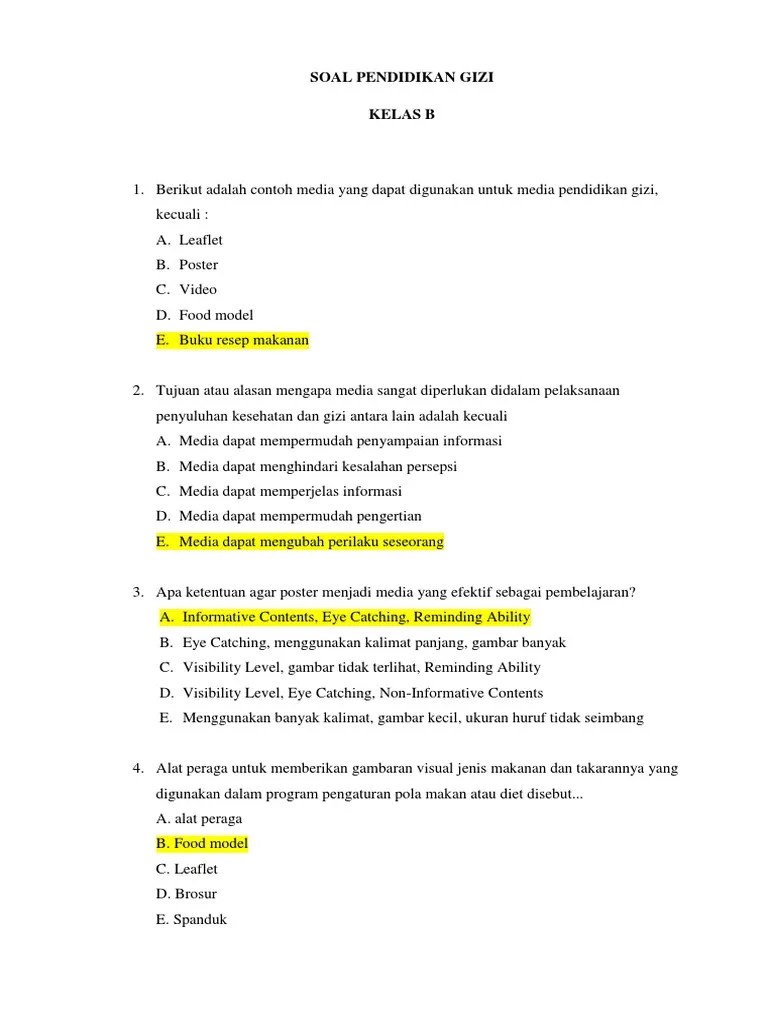 Soal Pendidikan Gizi | PDF