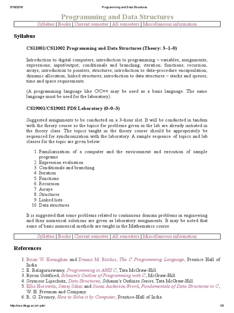 Programming And Data Structures | PDF | C (Programming Language ...