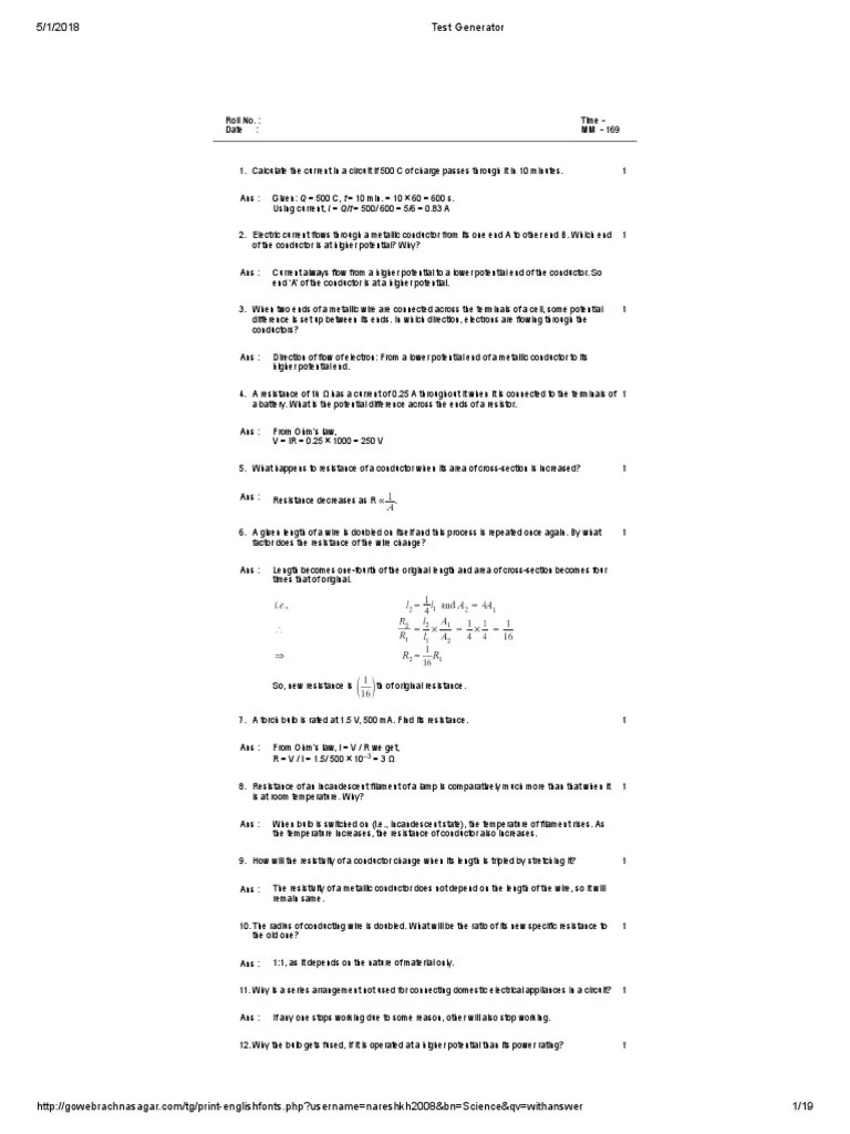 Electricity | PDF | Series And Parallel Circuits | Electrical Resistance And Conductance