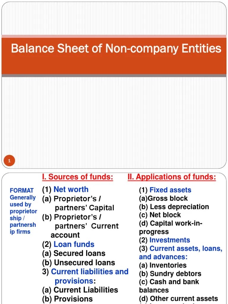 Balance Sheet Of Non-Company Entities | PDF | Loans | Current Liability