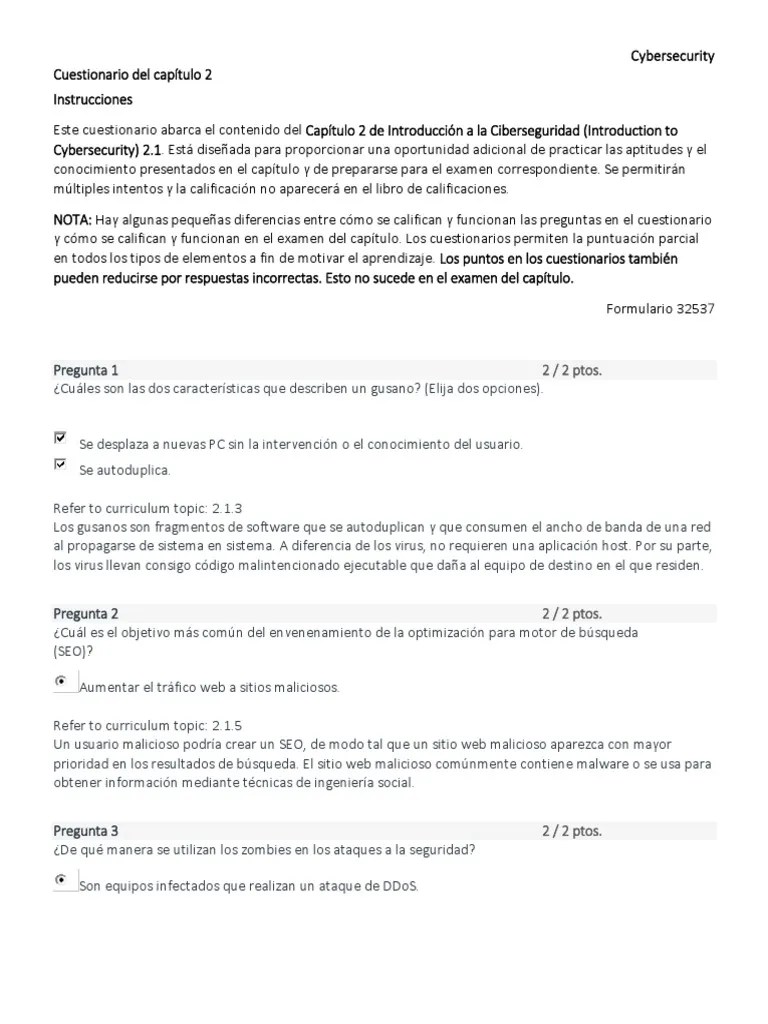 Capítulo 2 De Introducción A La Ciberseguridad (Introduction To Cybersecurity) 2.1 | PDF ...