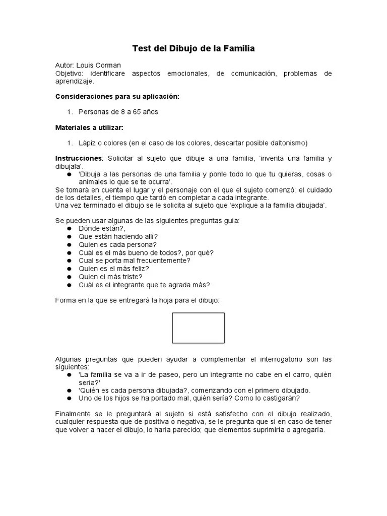 09 Test Del Dibujo De La Familia | PDF | Ansiedad | Ciencias Del ...