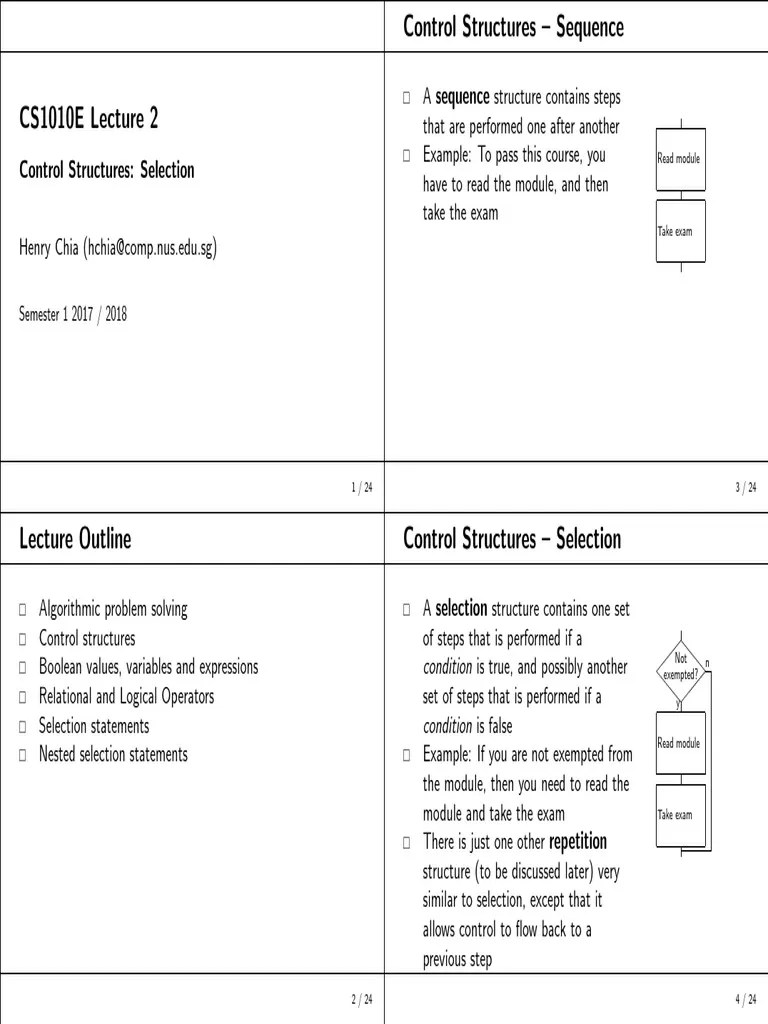 Control Structures - Sequence And Selection | PDF | Boolean Data Type ...