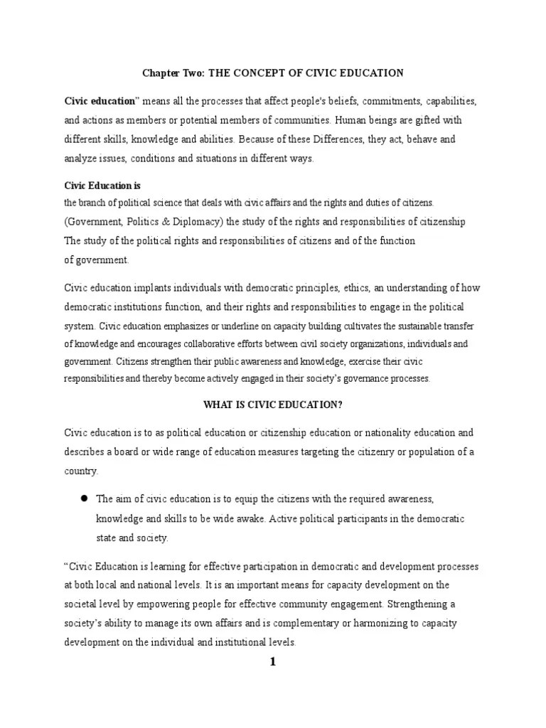The Concept Of Civic Education | PDF | Civic Engagement | Citizenship