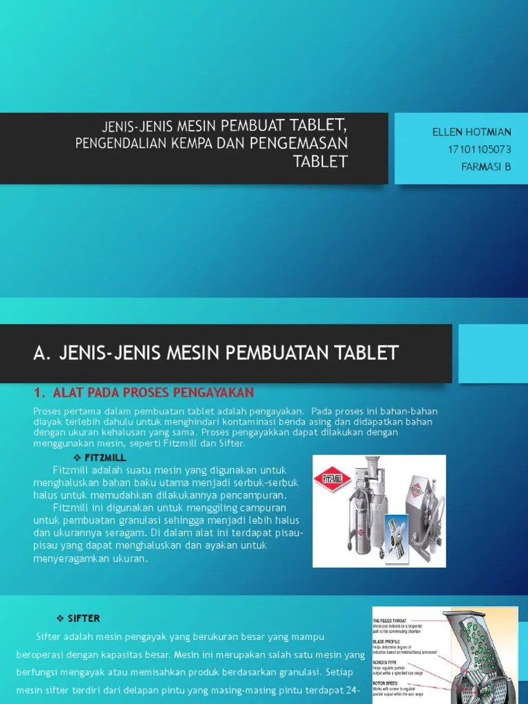 Jenis-Jenis Mesin Pembuat Tablet, Pengendalian Kempa Dan | PDF