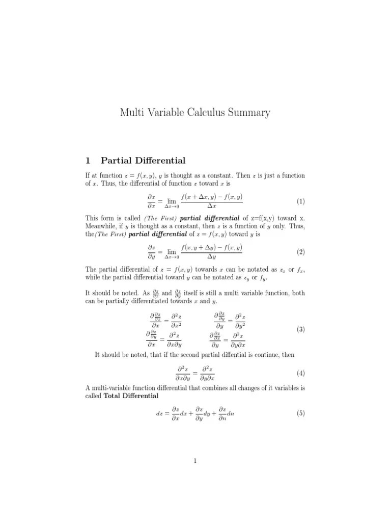 Multi Variable Calculus | Download Free PDF | Function (Mathematics ...