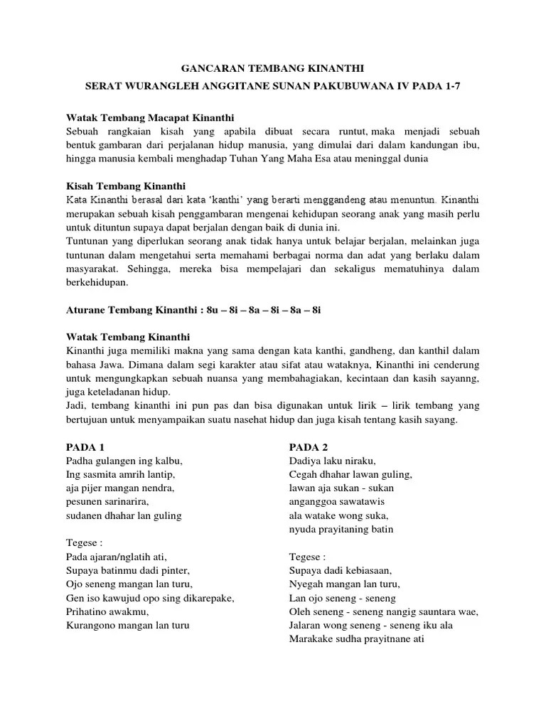 Gancaran Tembang Kinanthi | PDF