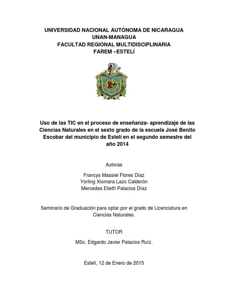 Uso De Las TIC En El Proceso De Enseñanza - Aprendizaje De Las Ciencias Naturales | PDF ...