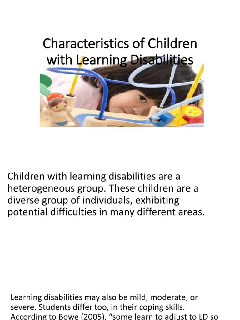 Characteristics Of Children With Learning Disabilities | PDF | Learning ...