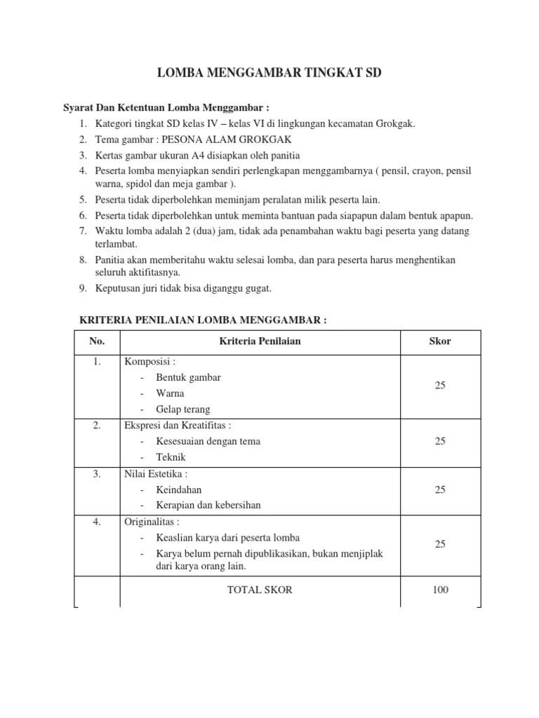 Format penilaian lomba mewarnai tabligh akbar dan lomba tpa. Kriteria Lomba Pdf