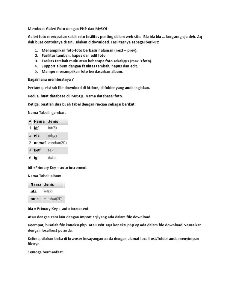 Membuat Galeri Foto Dengan PHP Dan MySQL | PDF