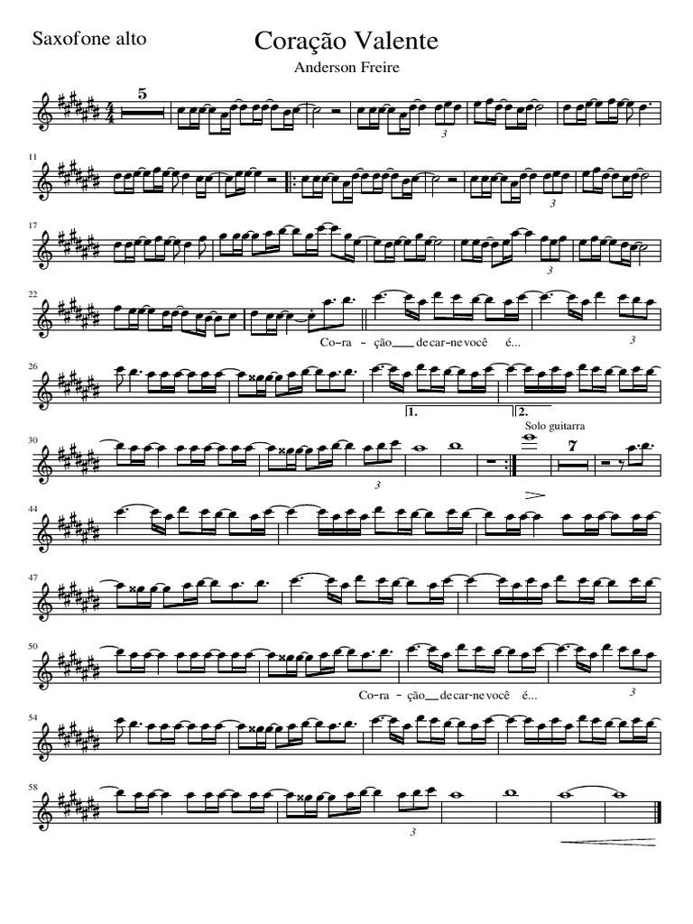 Falam que você está tão perto de parar. Coracao Valente Saxofone Alto Pdf
