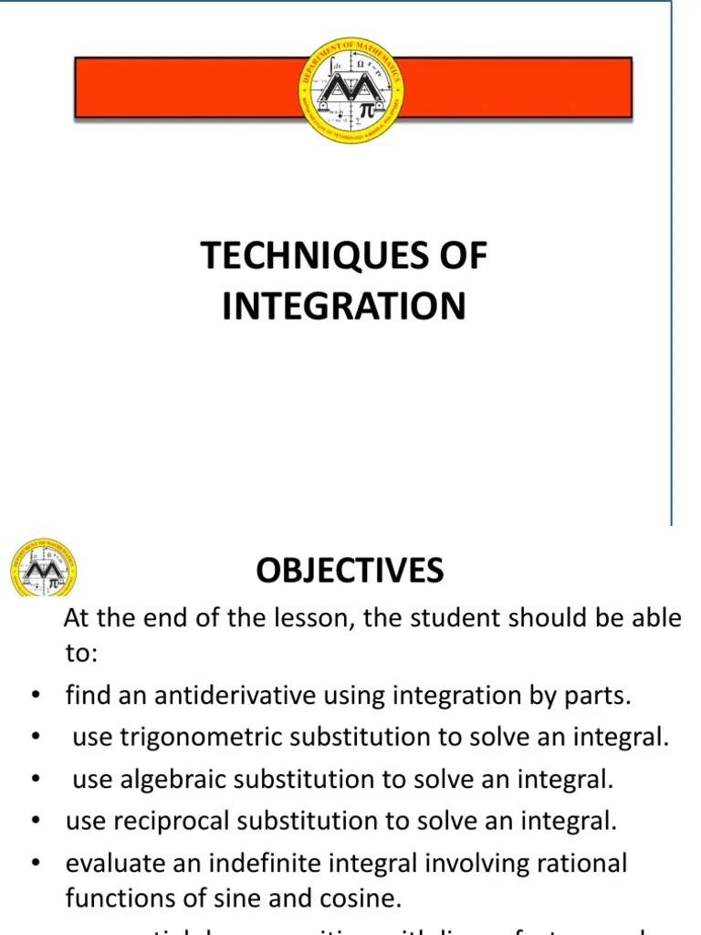Lesson 6 Techniques Of Integration | PDF | Integral | Fraction ...