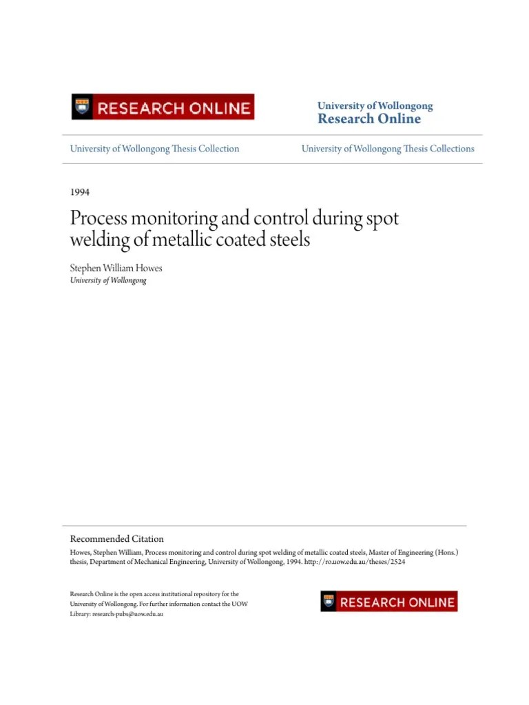 Process Monitoring And Control During Spot Welding Of Metallic Co | PDF | Welding | Construction