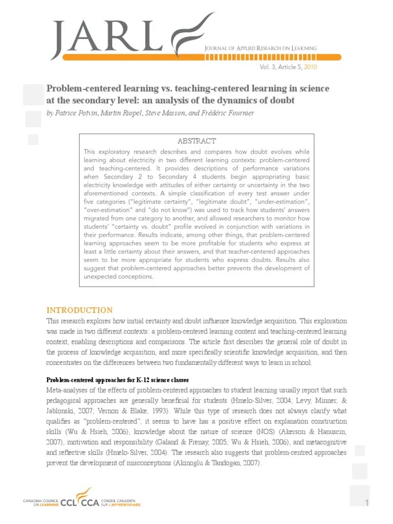 Problem Centered Curriculum PDF | PDF | Science | Pedagogy