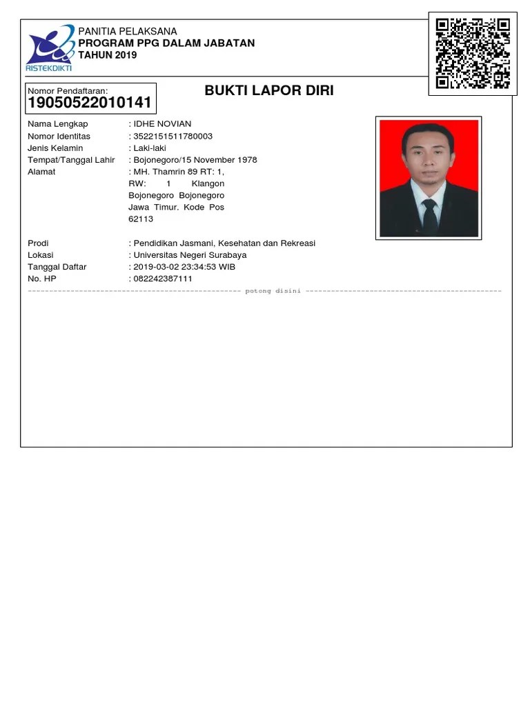 Bukti Lapor Diri | PDF