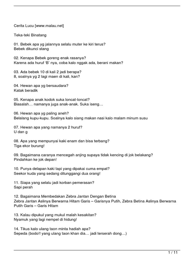 Bahkan jawabannya tak sedikit membuat . Teka Teki Lucu Pdf