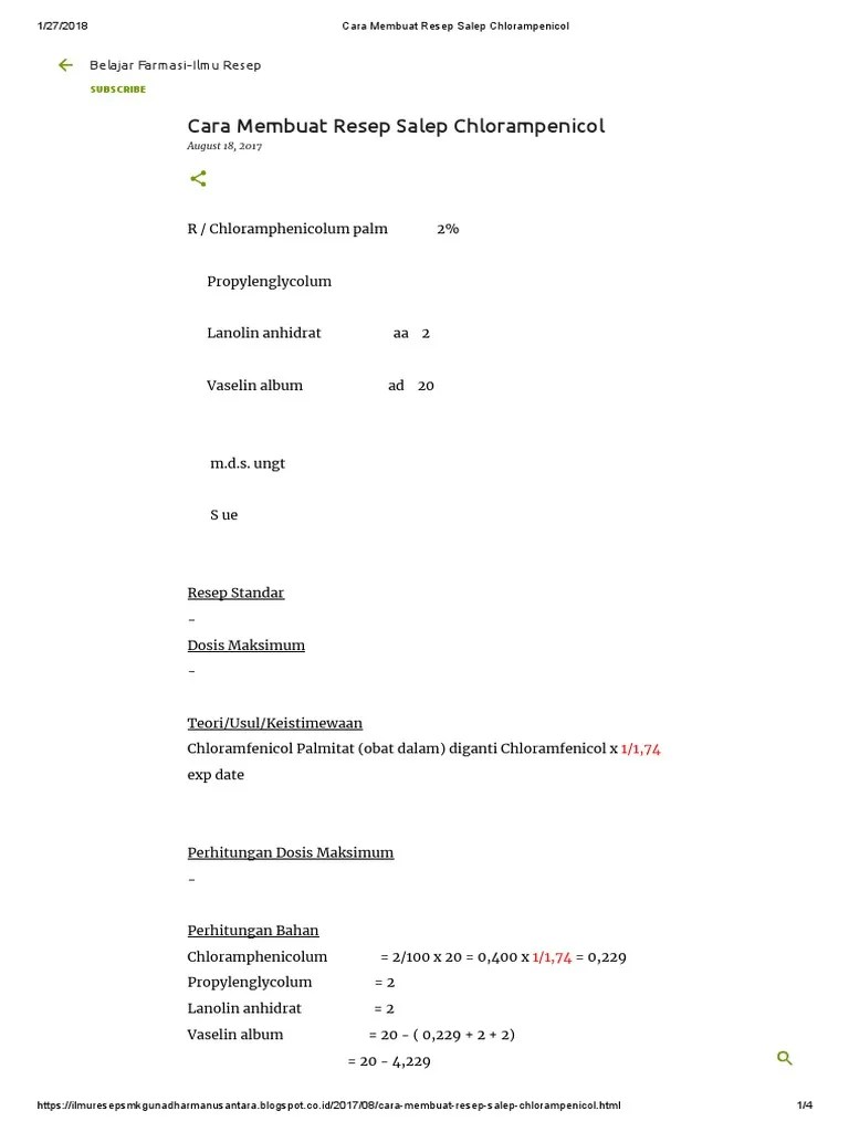 Cara membuat resep salep chlorampenicol pdf