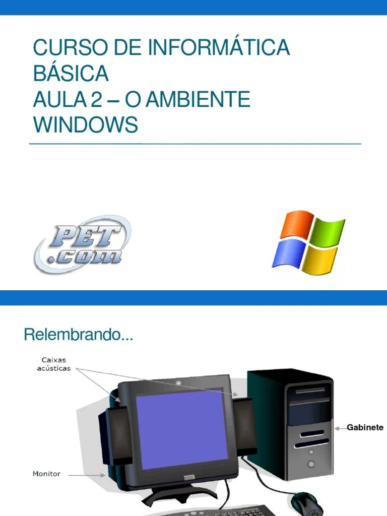 Curso De Informática Básica Aula 2 O Ambiente Windows PDF | PDF ...