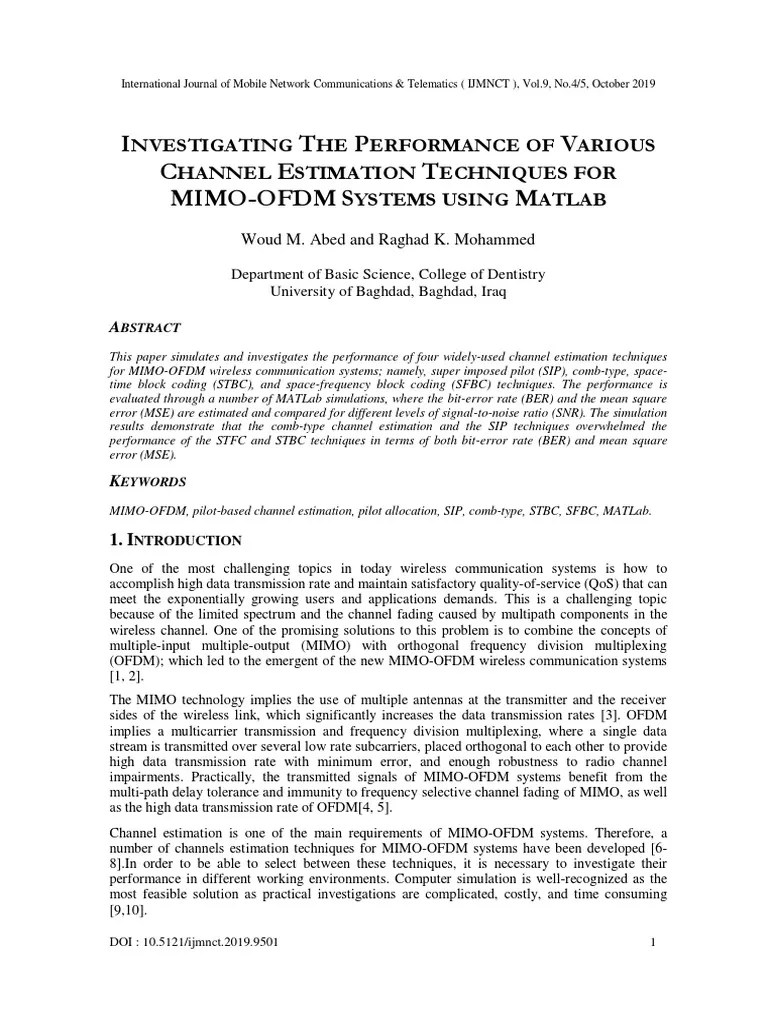 Investigating The Performance Of Various Channel Estimation Techniques ...