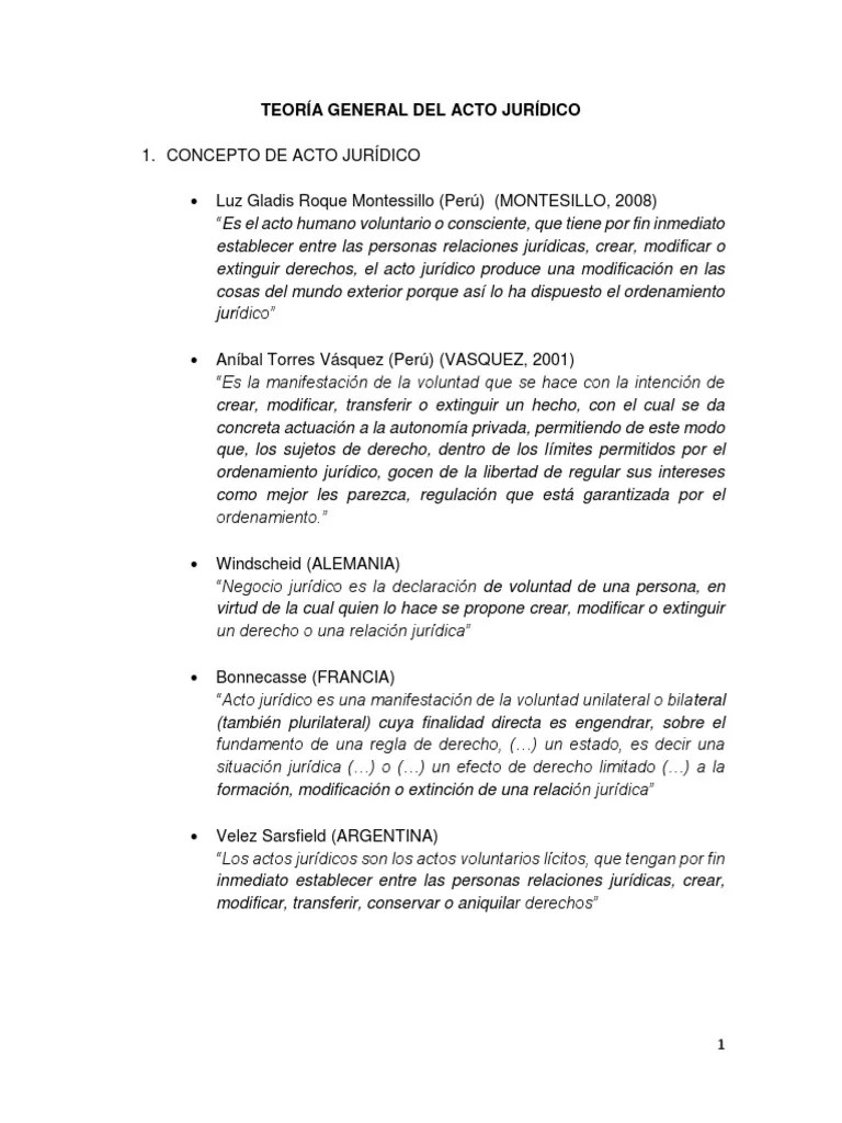 Teoría General Del Acto Jurídico. | PDF | Conceptos Legales ...