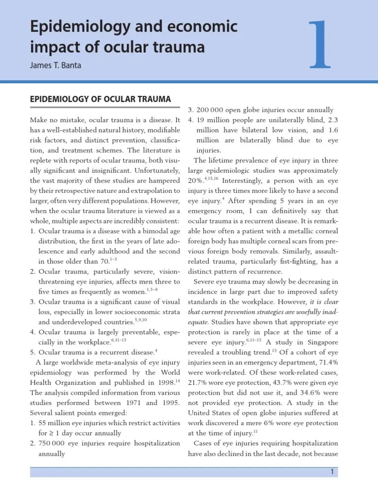 Chapter 1 Epidemiology Of Ocular Trauma | Download Free PDF | Retina ...