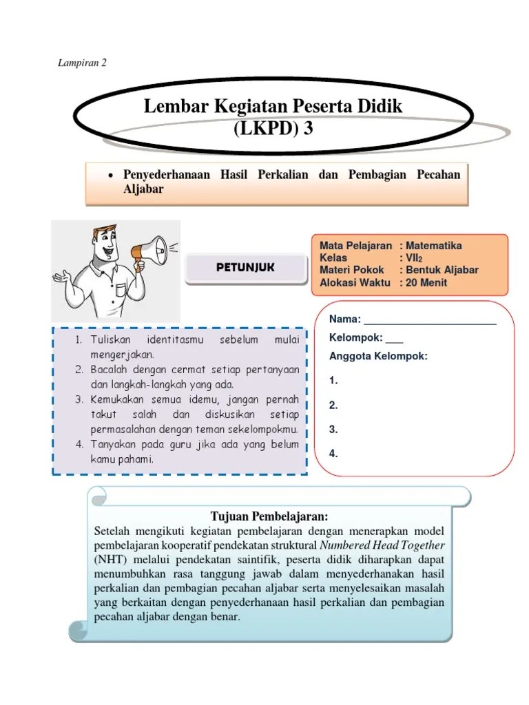 Aljabar bangun ruang sisi lengkung bilangan bulat fpb fungsi garis himpunan kelas 7 kelas 8 kelas 9 kesebangunan lurus pecahan pembahasan . Lkpd 4 Perkalian Dan Pembagian Pecahan Aljabar Pdf
