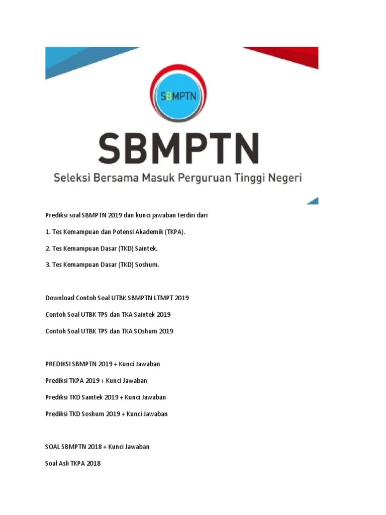 Pahami Lagi Alokasi Waktu Dan Cara Jawab Soal Utbk Sbmptn Download Contoh Soal Di Sini Halaman All Kaltim Download Contoh Soal UTBK SBMPTN LTMPT 2019 Contoh Soal UTBK TPS dan TKA.